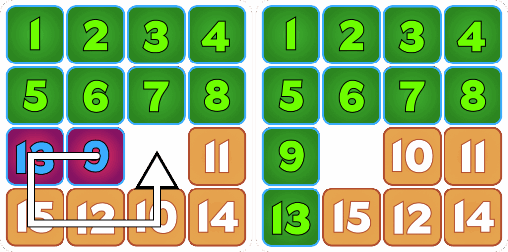 Step 8: Move Tiles 13 and 9 Into Final Positions